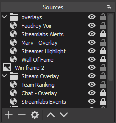 OBS scene list